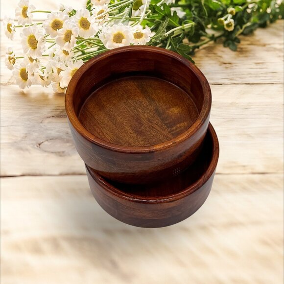 Danish Mid Century Modern Teak Bowls By Benco Denmark Set of 2 - Picture 4 of 16